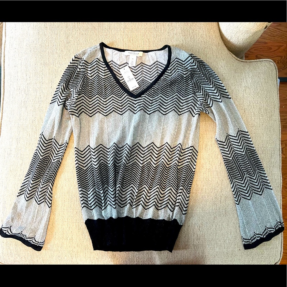 White House Black Market silver and black sweater